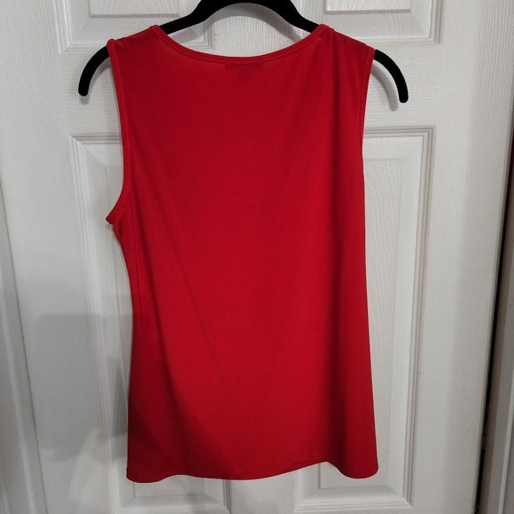 Red cowl neck sleeveless shell tank top - Picture 2 of 3